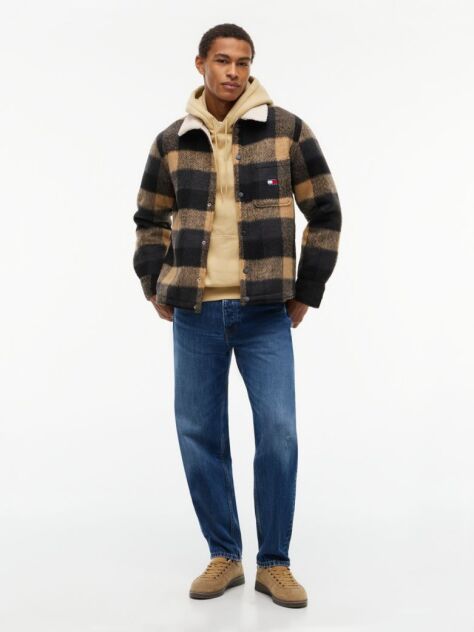 Multi Oversized Φανελένιο Shacket Με Teddy Επένδυση  Άνδρες