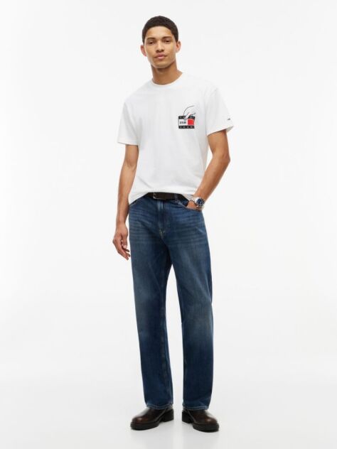 Beige Back Graphic Jersey Crew Neck T-Shirt  Men