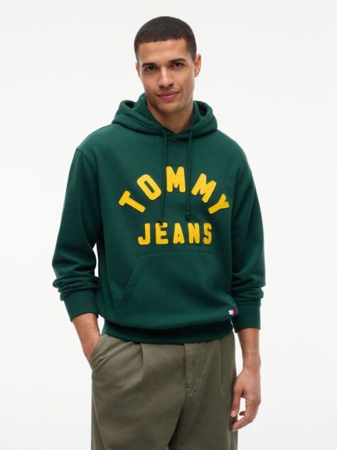 Green Classic Logo Relaxed Fleece Hoody  Men