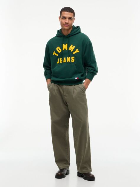 Green Classic Logo Relaxed Fleece Hoody  Men