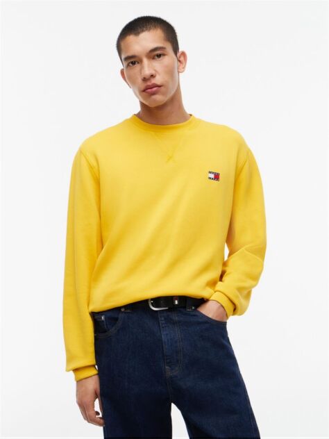 Yellow Badge Fleece Crew Neck Sweatshirt  Men