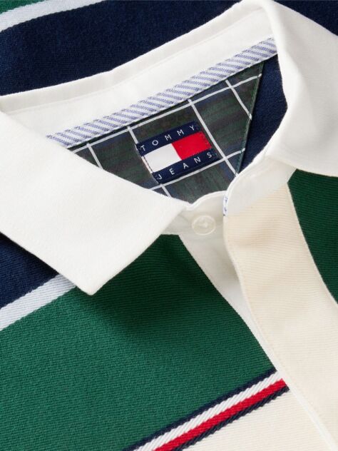 Multi Relaxed Fit Rugby Stripe Long Sleeve Polo Shirt  Men