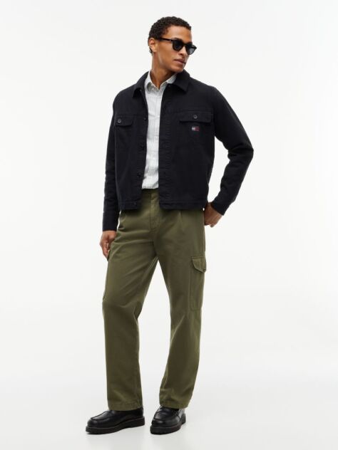Μαύρο Oversized Overshirt Με Herringbone Πλέξη  Άνδρες