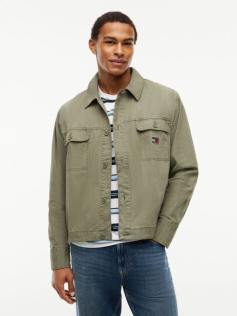 Πράσινο Oversized Overshirt Με Herringbone Πλέξη  Άνδρες