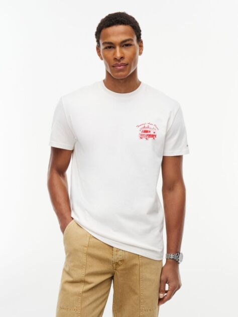 White Logo Jersey Crew Neck T-Shirt  Men