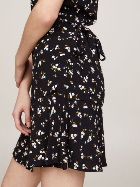 Multi Floral Print Self-Tie Wrap Mini Dress  Women