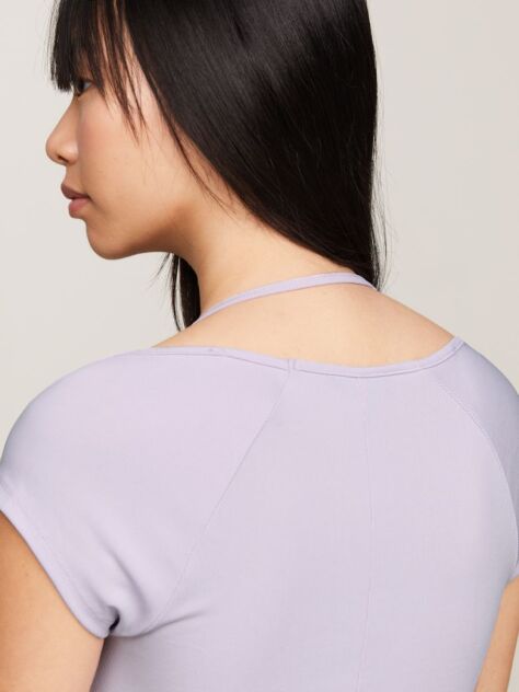 Purple Tommy Badge Bodycon Ribbed Midi Dress  Women