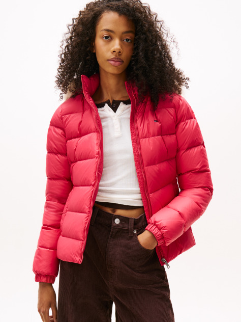Pink Faux Faur Hooded Down-Filled Fitted Jacket  Women