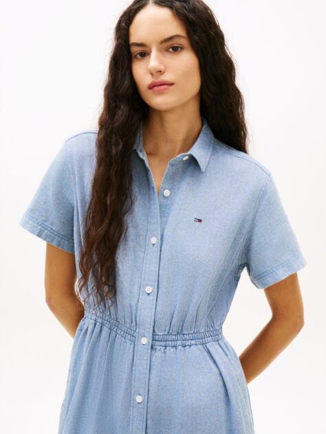 Blue Relaxed Linen Blend Maxi Shirt Dress  Women