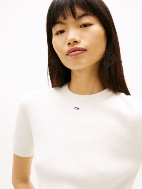 White Flag Embroidery Short Sleeve Jumper  Women