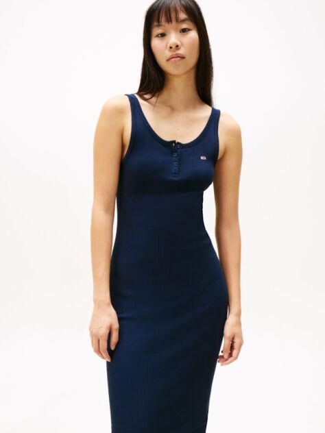 Blue Ribbed Midi Slim Bodycon Dress  Women