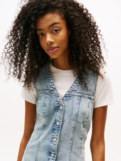 Denim V-Neck Slim Denim Mini Dress  Women