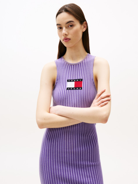 Purple Ribbed Sleeveless Mini Jumper Dress  Women