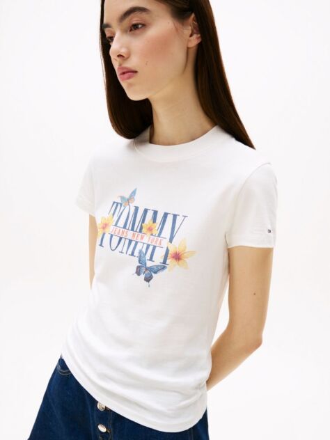 Beige Slim Fit Butterfly T-Shirt  Women