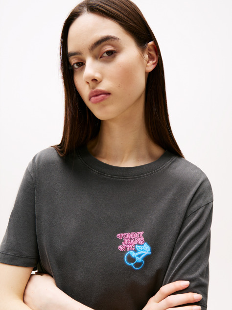 Black Relaxed Neon T-Shirt  Women