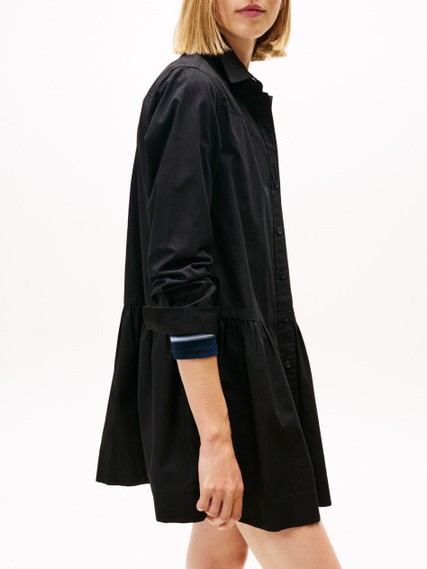 Black Poplin Mini Shirt Dress  Women