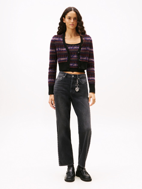 Denim High Rise Black Studded Jeans  Women