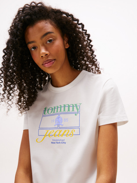 Beige Regular Crest Flag Tee  Women
