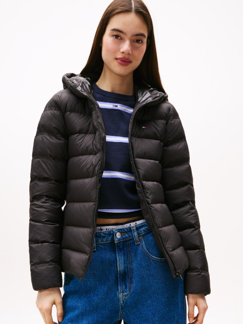 Black Hooded Down Puffer Jacket  Women