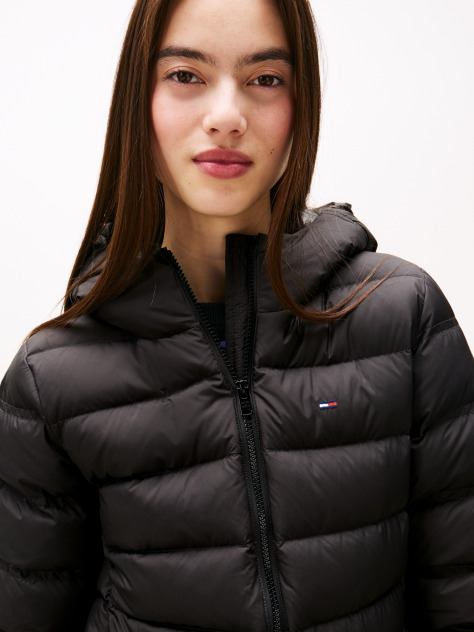 Black Hooded Down Puffer Jacket  Women