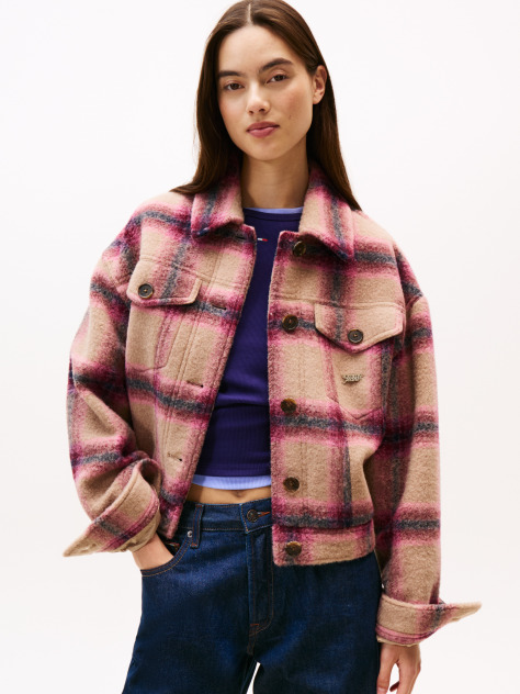 Multi Wool Blend Logo Trucker Jacket  Women