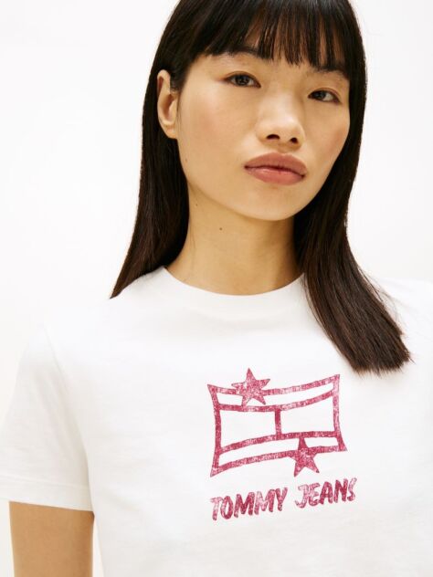 Μπεζ Κοντομάνικο T-Shirt Σε Κανονική Γραμμή Με Λογότυπο  Γυναίκες