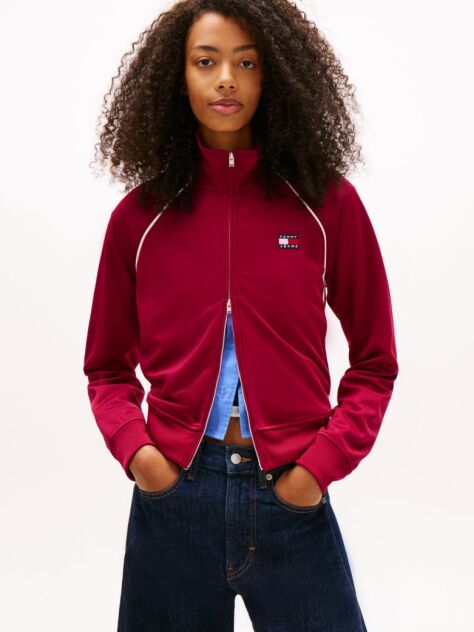 Pink Tommy Badge Interlock Knit Track Jacket  Women
