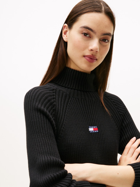 Black Tommy Badge Maxi Jumper Dress  Women