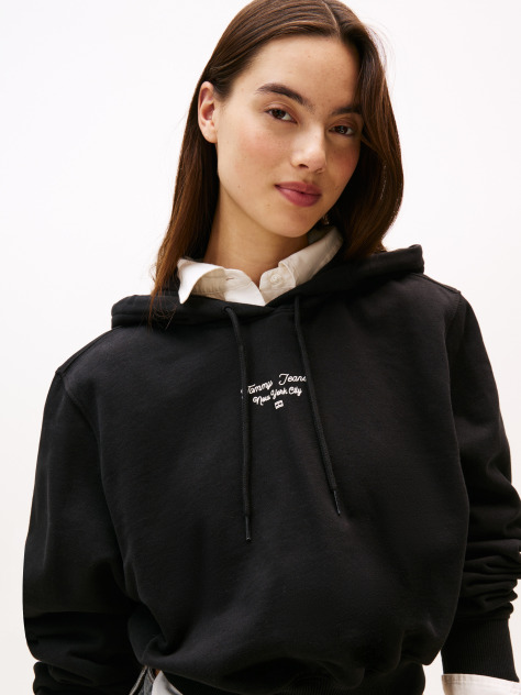 Black Essential Logo Hoodie  Women