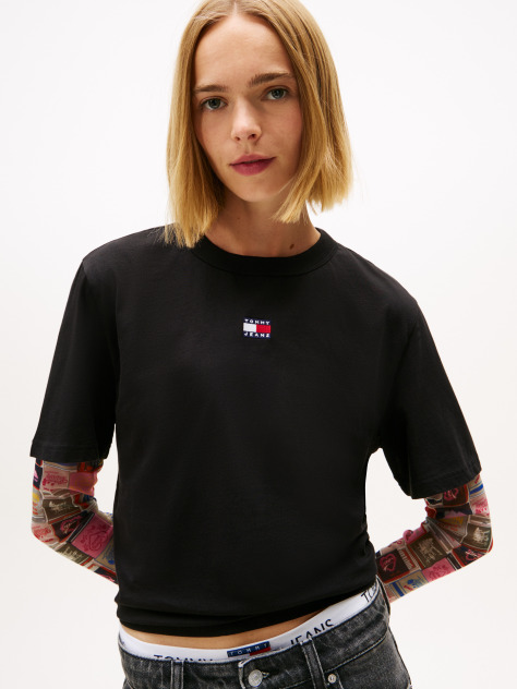 Black Boxy Badge Tee  Women