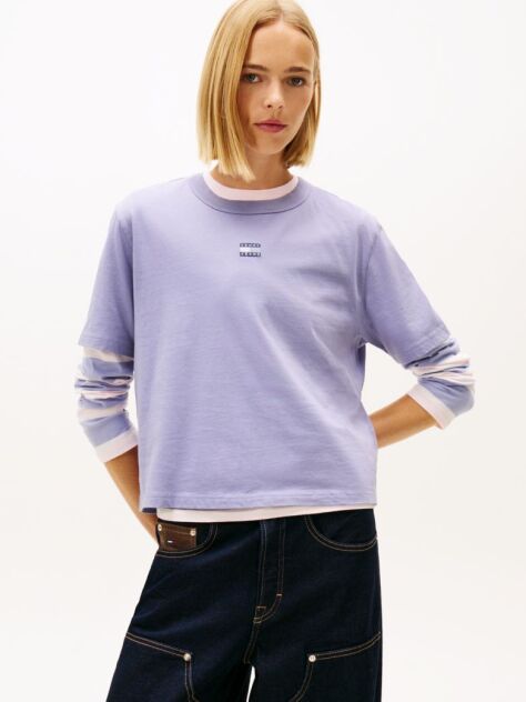 Purple Boxy Badge Tee  Women