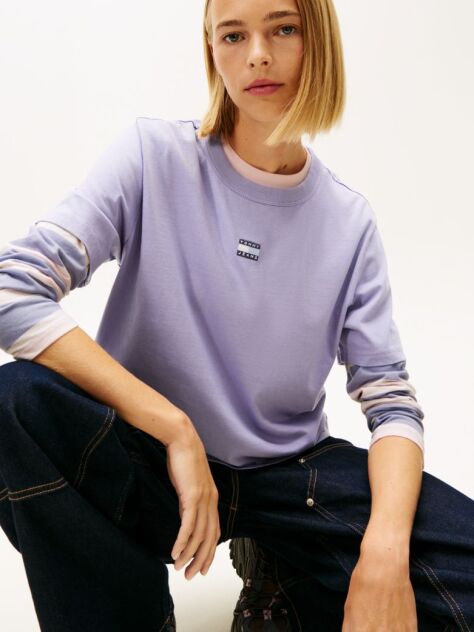 Purple Boxy Badge Tee  Women