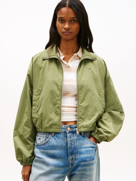 Green Water Repellent Tie Side Zip-Thru Jacket  Women