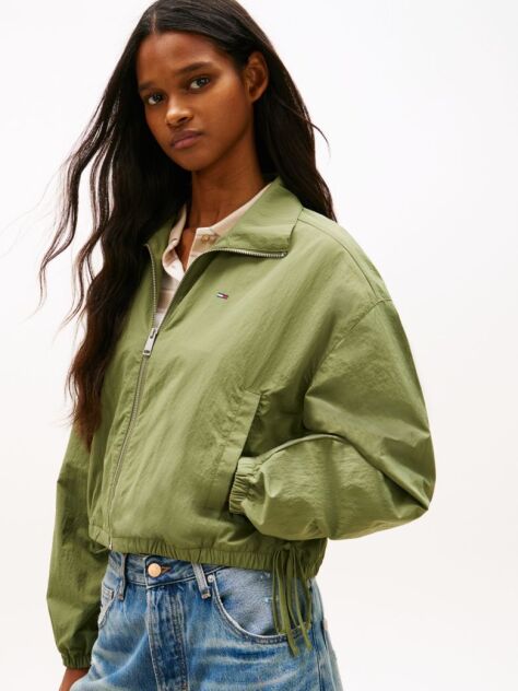 Green Water Repellent Tie Side Zip-Thru Jacket  Women