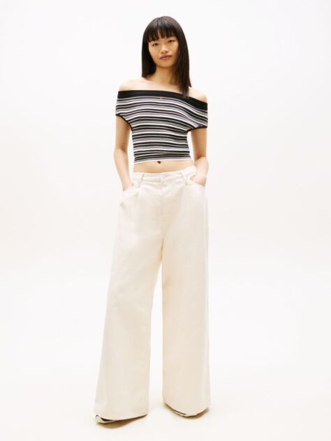 Denim Pleated Mid Rise Loose Straight Leg Jeans  Women