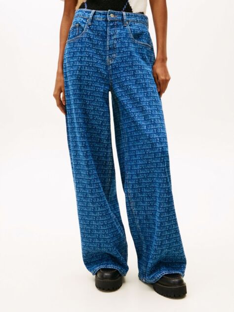 Denim Spell-Out Mid Rise Loose Jeans  Women
