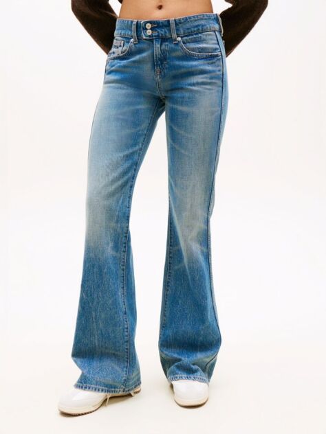 Denim Whiskered Low Rise Bootcut Jeans  Women