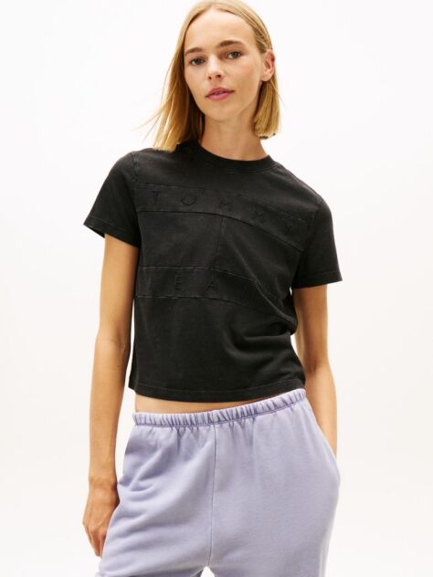 Μαύρο T-Shirt Με Κλασσική Λαιμόκοψη Και Λογότυπο  Γυναίκες