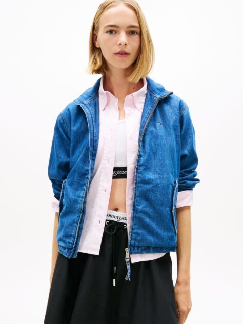 Denim Zip-Thru Chambray Denim Jacket  Women