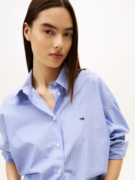 Μπλε Oversized Πουκάμισο Με Cropped Μήκος  Γυναίκες