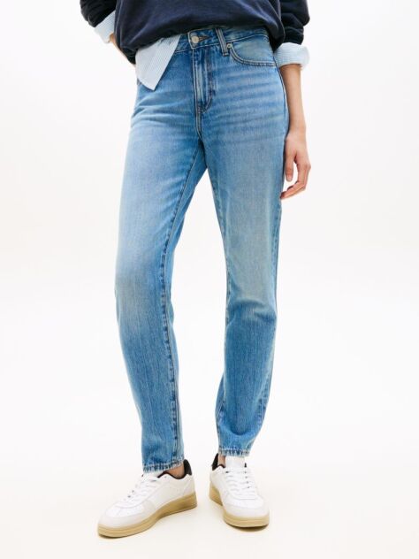 Denim Whiskered Mid Rise Slim Jeans  Women
