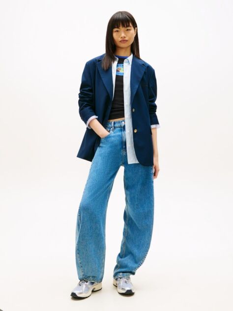 Denim Mid Rise Twist Seam Barrel Leg Jeans  Women