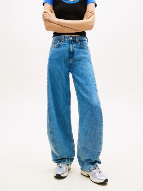 Denim Mid Rise Twist Seam Barrel Leg Jeans  Women