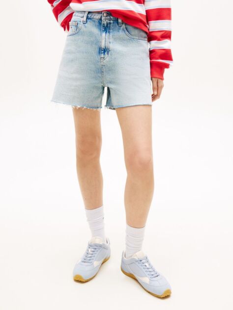 Denim Faded Straight Leg Mom Denim Shorts  Women