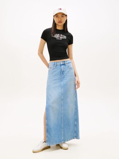 Denim Claire Whiskered Split Maxi Denim Skirt  Women