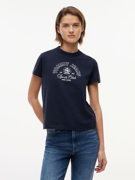 Μπλε Heritage T-shirt Με Λογότυπο Σε Κανονική Γραμμή  Γυναίκες