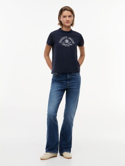 Μπλε Heritage T-shirt Με Λογότυπο Σε Κανονική Γραμμή  Γυναίκες