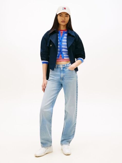 Denim Mid Rise Slim Straight Leg Jeans  Women