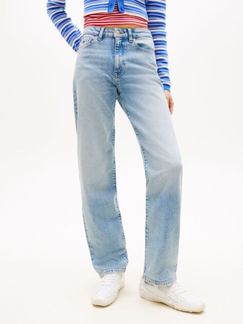 Denim Mid Rise Slim Straight Leg Jeans  Women