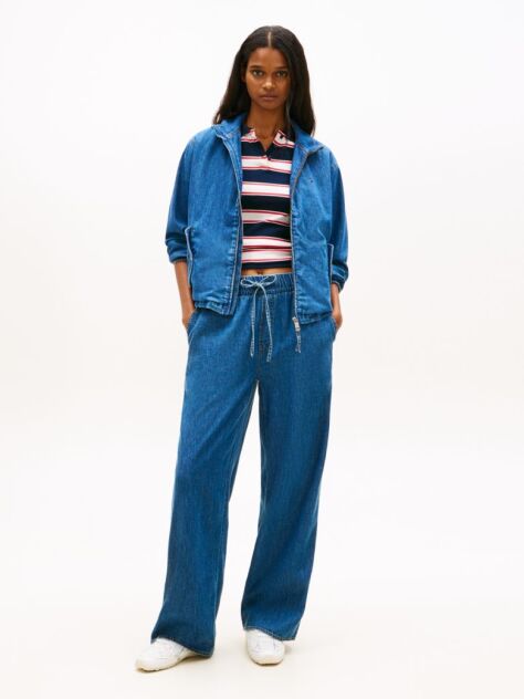 Denim Loose Παντελόνι Με Λάστιχο Και Denim Φινίρισμα  Γυναίκες